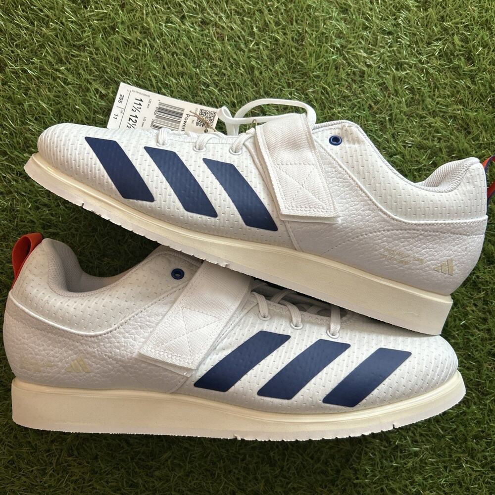 NEW Adidas Powerlift 5 Weightlifting Shoes White Blue JP9878 Size 11.5